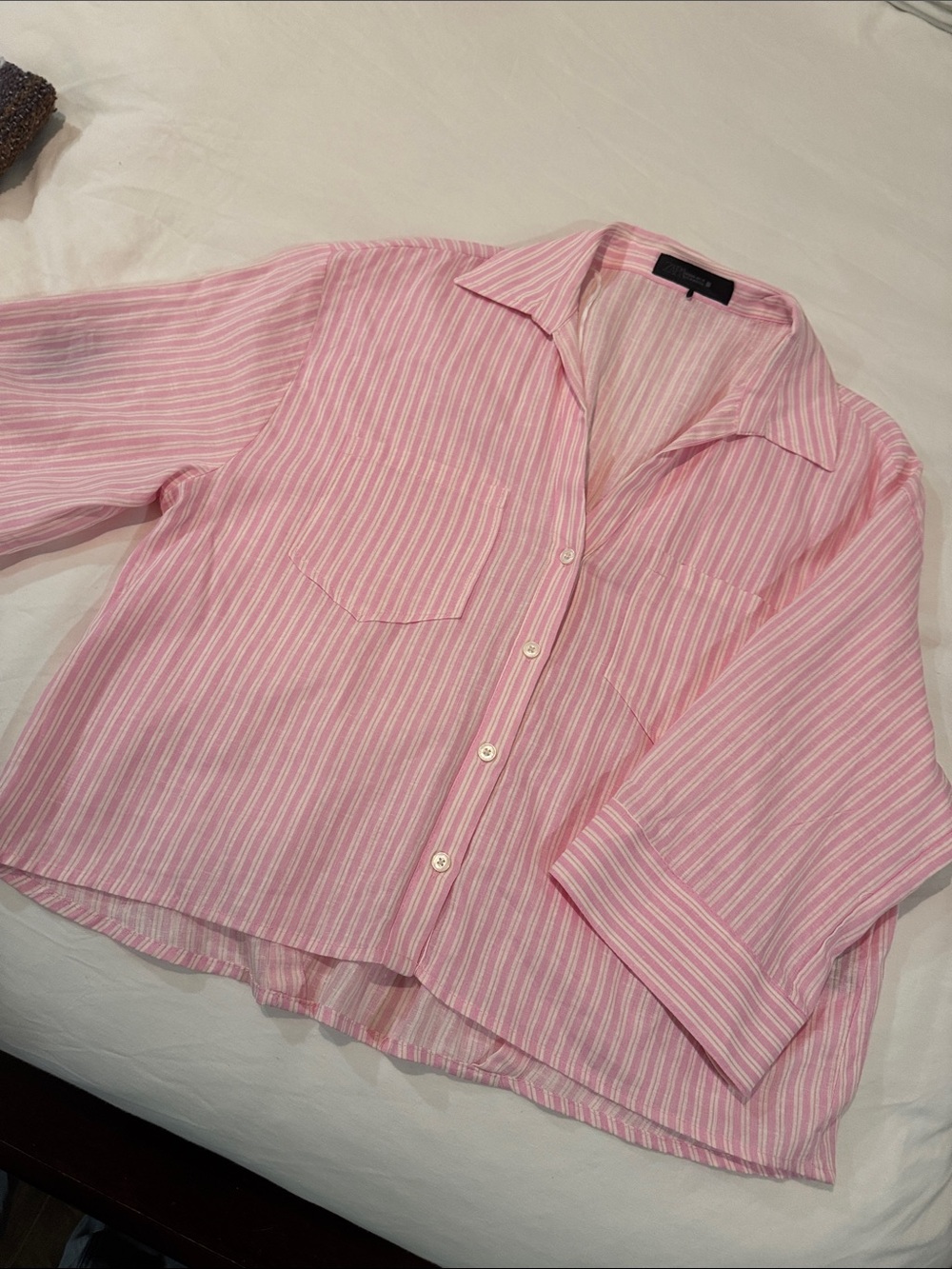 Zara Pink Striped Button-Front Shirt